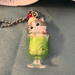 Mofusand Cat In Cream Soda Swing Mascot Series Bandai 2-Inch Key Chain